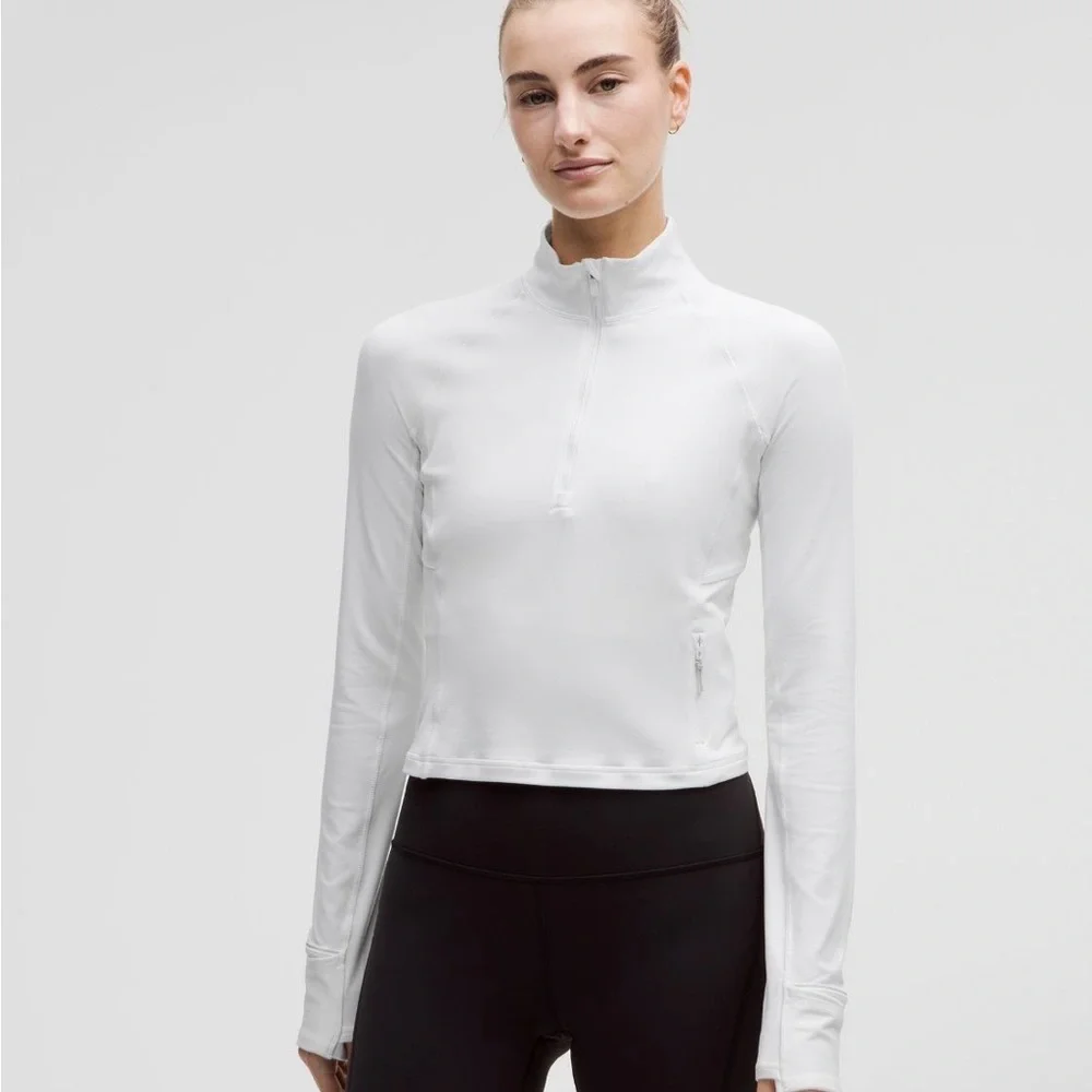 Lululemon Rulu Crop Ribbed Half Zip White Size 8 - Picture 1 of 3